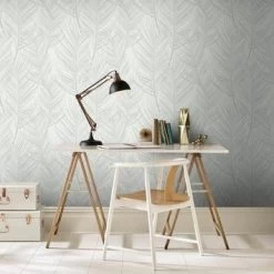 Superfresco Easy Vliesbehang Palm Wit-grijs 105964 -Beste Behang Winkel 123 1005