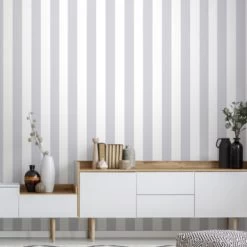 Superfresco Easy Vliesbehang Strepen Zilver 100100 -Beste Behang Winkel 123 1058
