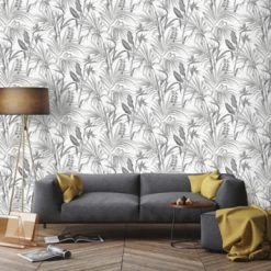 Superfresco Easy Vliesbehang Strelitzia Grijs 111740 -Beste Behang Winkel 123 1069