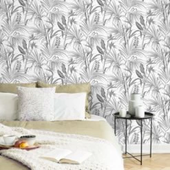 Superfresco Easy Vliesbehang Strelitzia Grijs 111740 -Beste Behang Winkel 123 1070