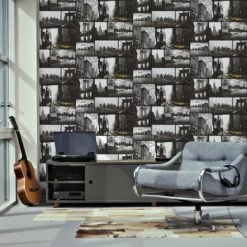 Superfresco Easy Vliesbehang New York Vergrijsd-geel 33-187 -Beste Behang Winkel 123 1595