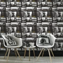 Superfresco Easy Vliesbehang New York Vergrijsd-geel 33-187 -Beste Behang Winkel 123 1596