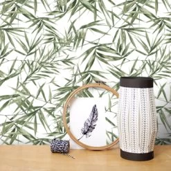 Superfresco Easy Vliesbehang Bamboe Groen-wit 104524 -Beste Behang Winkel 123 1775
