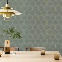 Superfresco Easy Vliesbehang Hexagon Groen 118149 -Beste Behang Winkel 123 2042