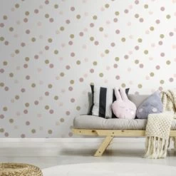 Superfresco Easy Vliesbehang Polka Stippen Roze-goud (108565) -Beste Behang Winkel 123 212
