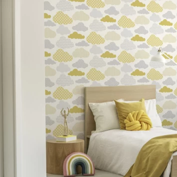 Superfresco Easy Vliesbehang Wolken Geel-grijs (108267) 4 Superfresco Easy Vliesbehang Wolken Geel-grijs (108267) - Afbeelding 2