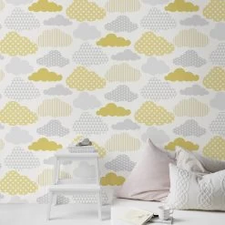 Superfresco Easy Vliesbehang Wolken Geel-grijs (dessin 108267) -Beste Behang Winkel 41 1391