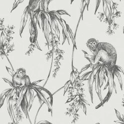 Superfresco Easy Vliesbehang Saimiri Antraciet Aapje (dessin 106157)