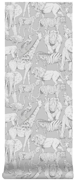Superfresco Easy Vliesbehang Jungle Dieren Grijs (dessin 108567) -Beste Behang Winkel 41 820