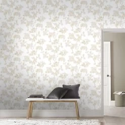 Superfresco Easy Vliesbehang Kimono Wit/goud (dessin 120951) -Beste Behang Winkel 41 850